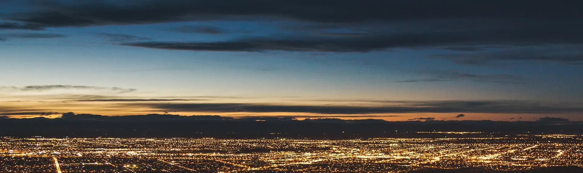 Night skyline of an electrical network